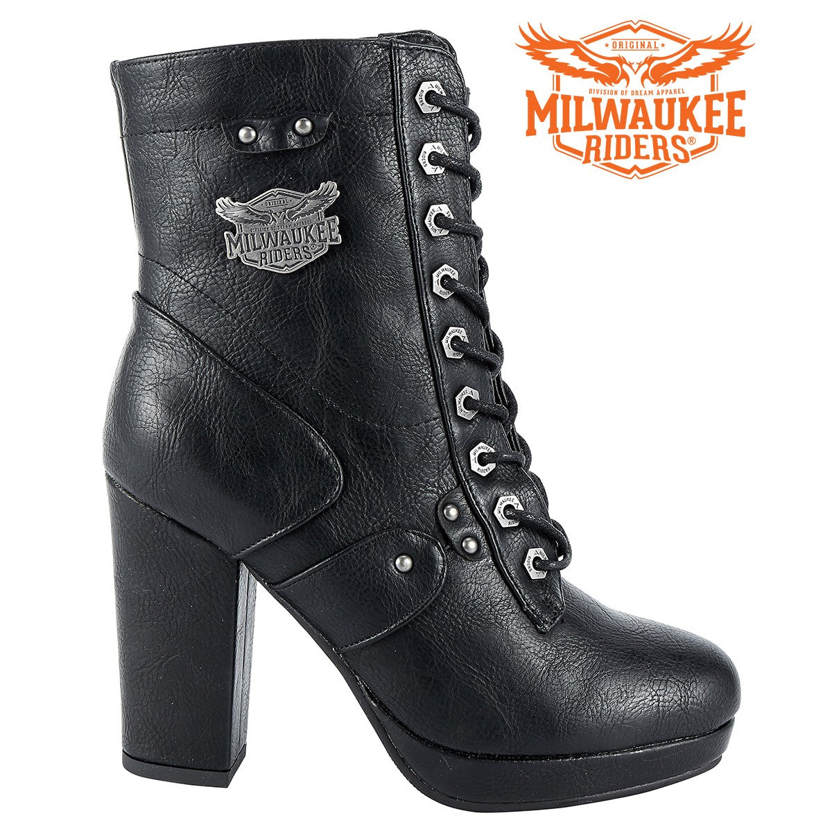 Womens Leather Zippered Chunky Heel Boots By Milwaukee Riders®