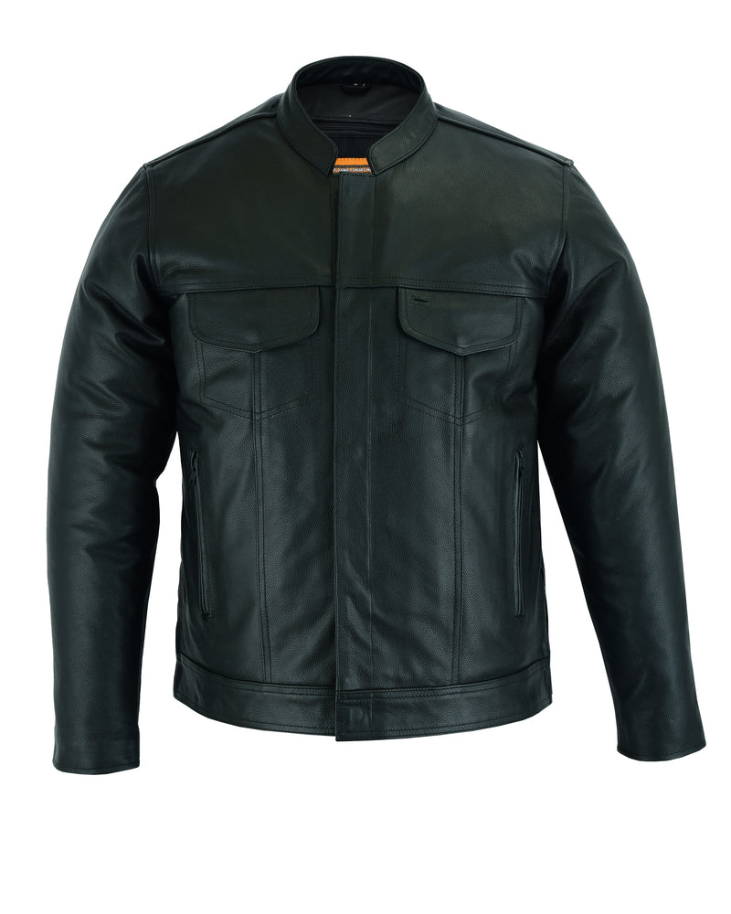 Men's Full Cut Leather Shirt with Zipper/Snap Front