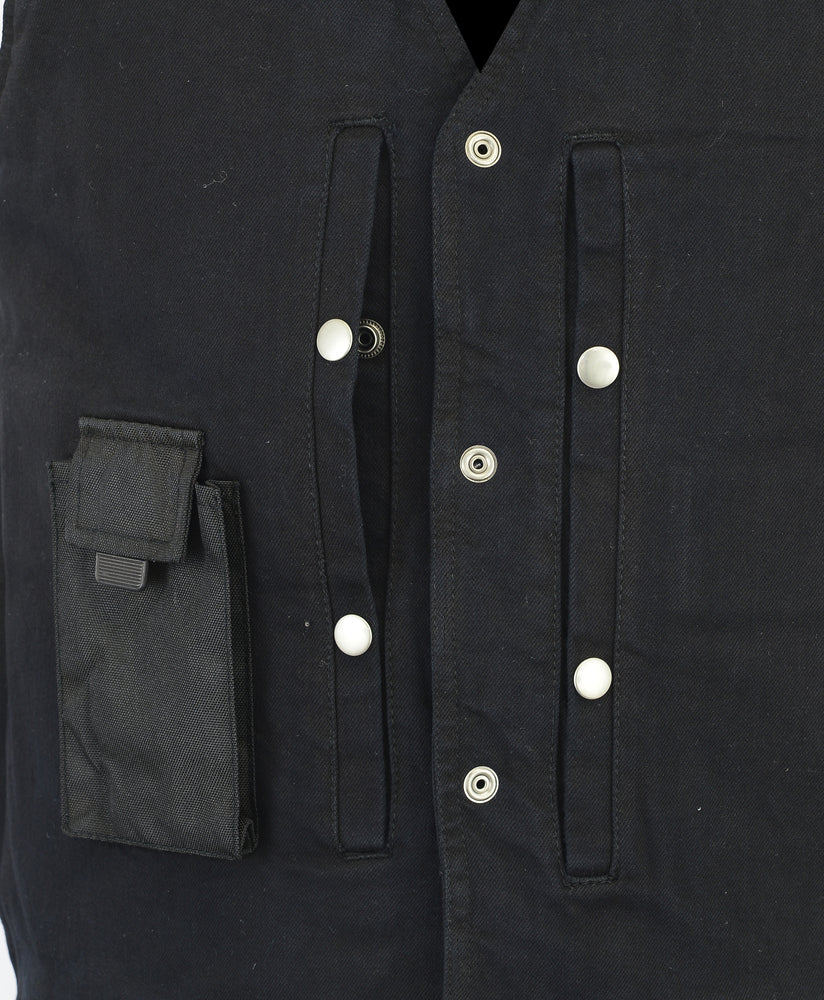 Women's Single Back Panel Denim Vest With 2 Snap Closure Inside Concealed Pockets