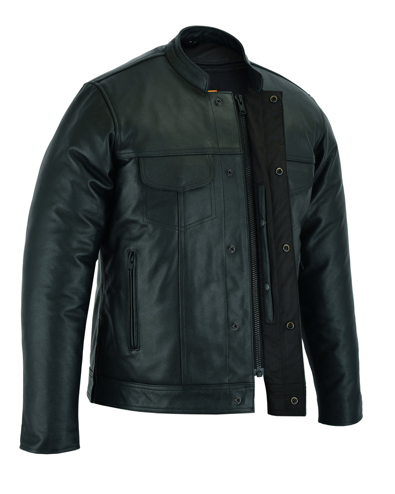 Men's Full Cut Leather Shirt with Zipper/Snap Front